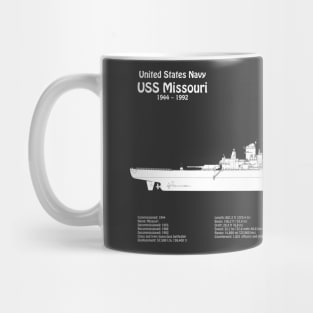 USS Missouri bb-63. World War II Battleship - PBDpng Mug